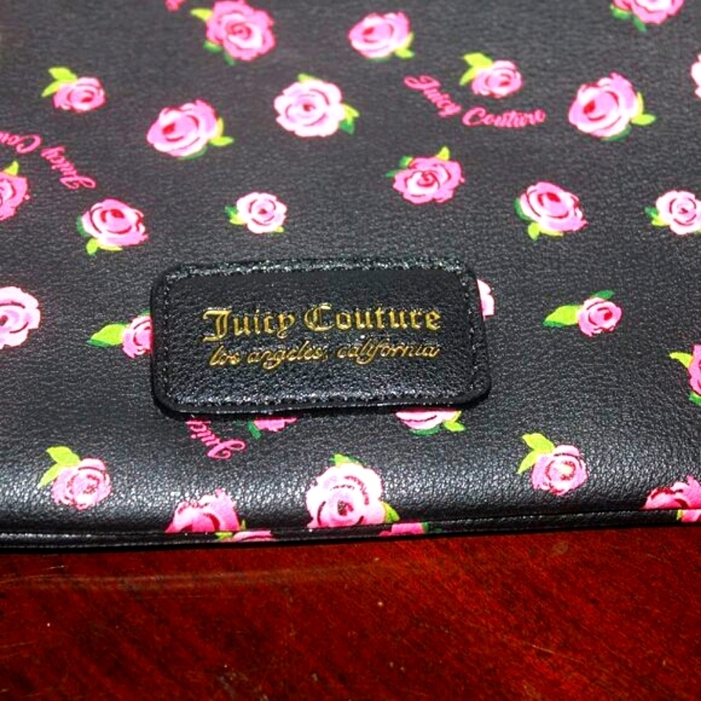 Juicy Couture Black with Pink Roses Cosmetic Case